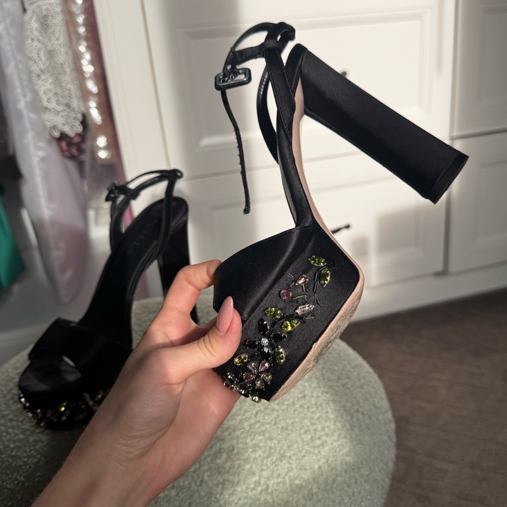 Elegant Black Women's Heels with Embellishments
